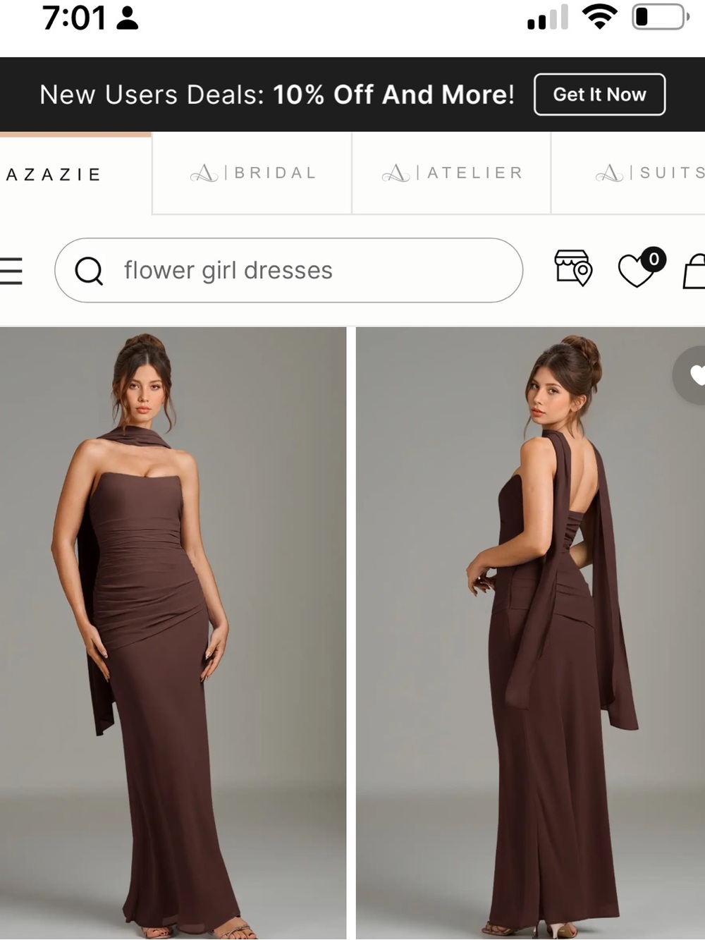 Azazie Whitley Black Chiffon Dress